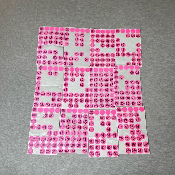 Sunburst Systems Priced & Numbered Garage Sale Stickers 12 PCS. Set - Pink - Picture 1 of 6
